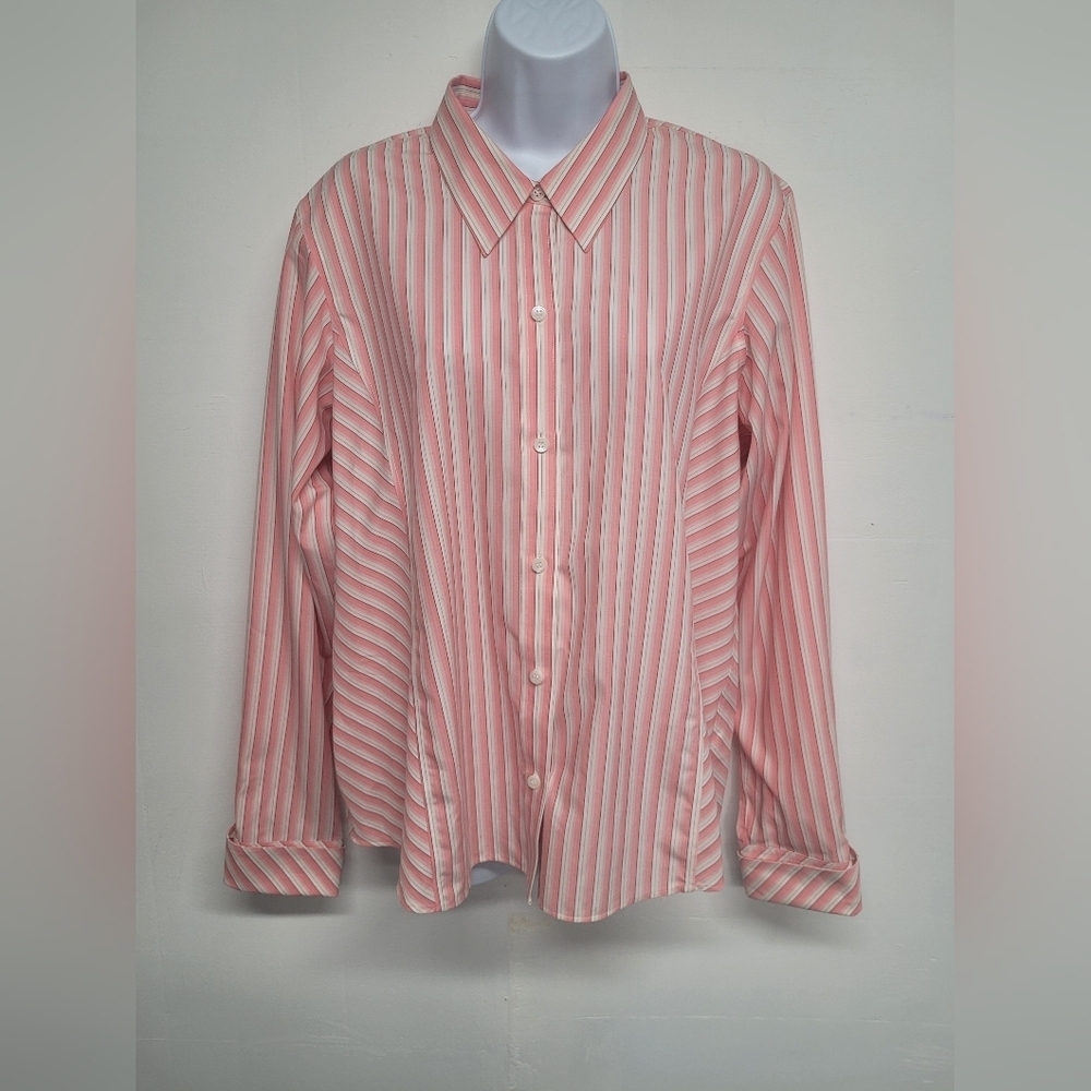 Liz Claiborne Button Down Shirt Top No Iron 100% Cotton 14